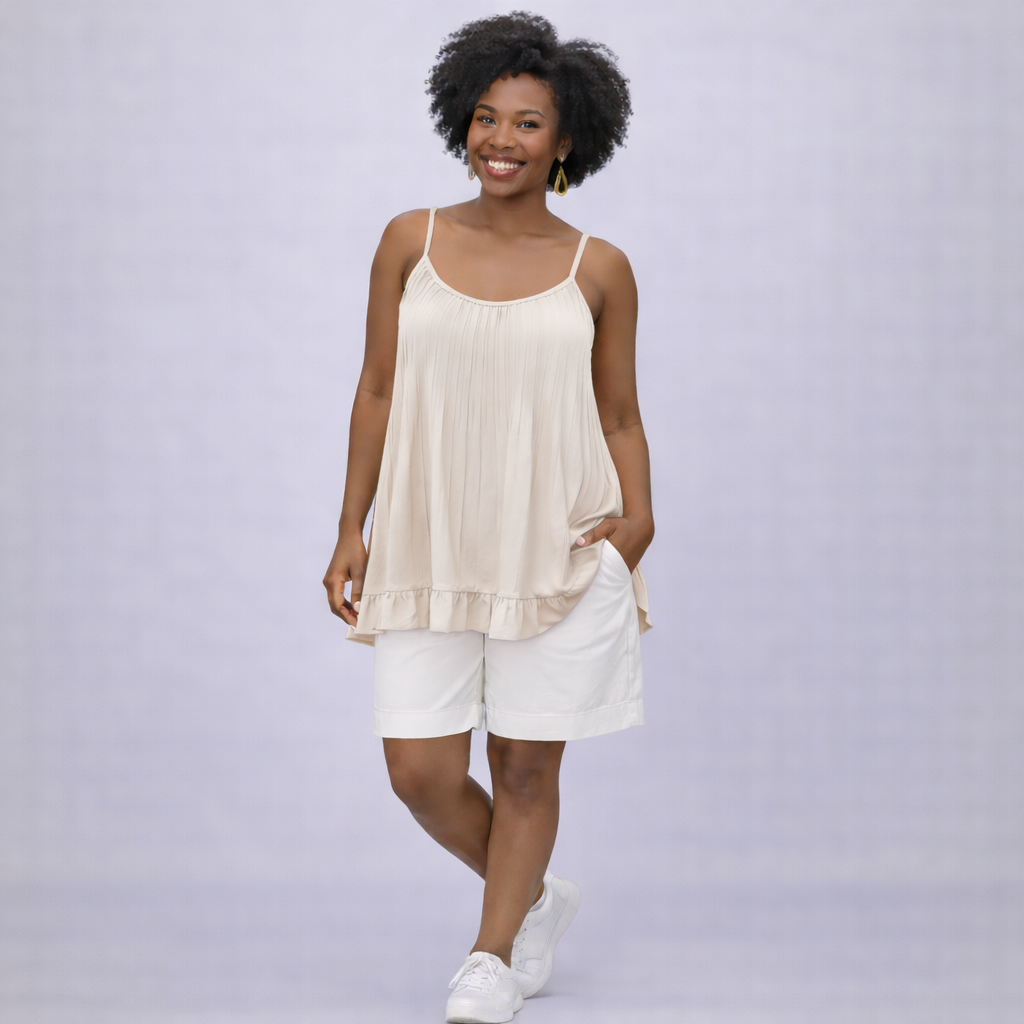 Pleated Strappy Swing Top / Vest