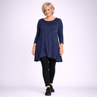 Plus‑Size Fleck Effect 3/4 Sleeve Swing Top