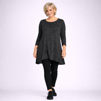 Plus‑Size Fleck Effect 3/4 Sleeve Swing Top