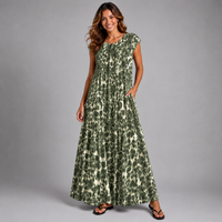 Pleated Leopard Print Maxi Dress
