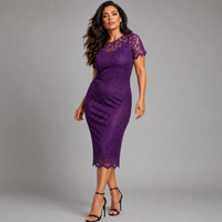 Short Sleeve Sweetheart Neck Lace Fitted Shift Dress