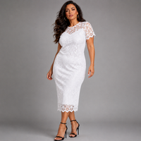 Short Sleeve Sweetheart Neck Lace Fitted Shift Dress