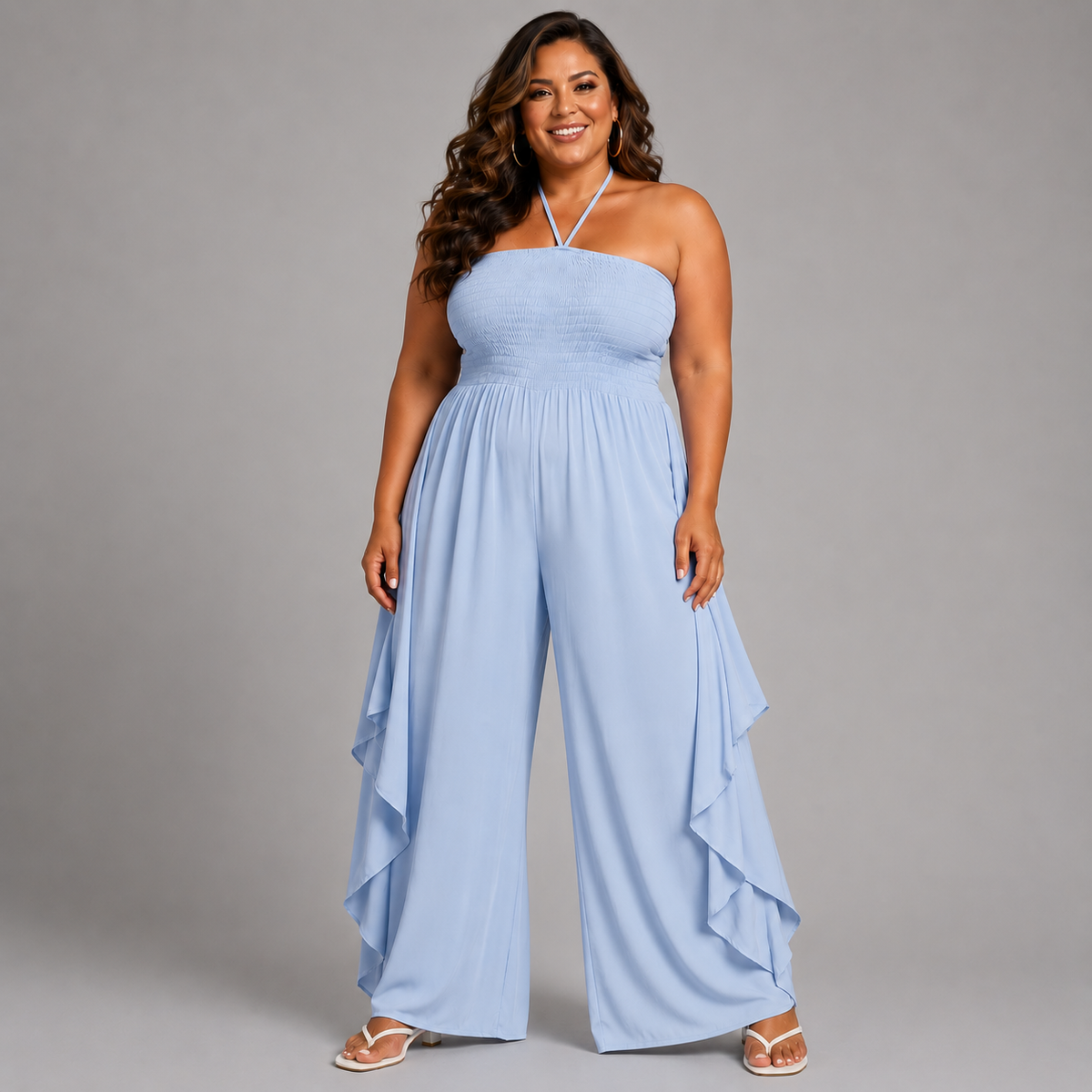 Plain Halterneck Boob Tube Jumpsuit