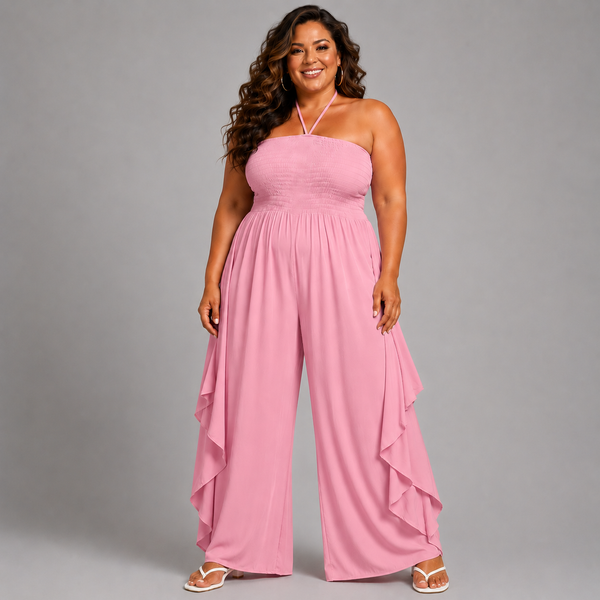 Plain Halterneck Boob Tube Jumpsuit