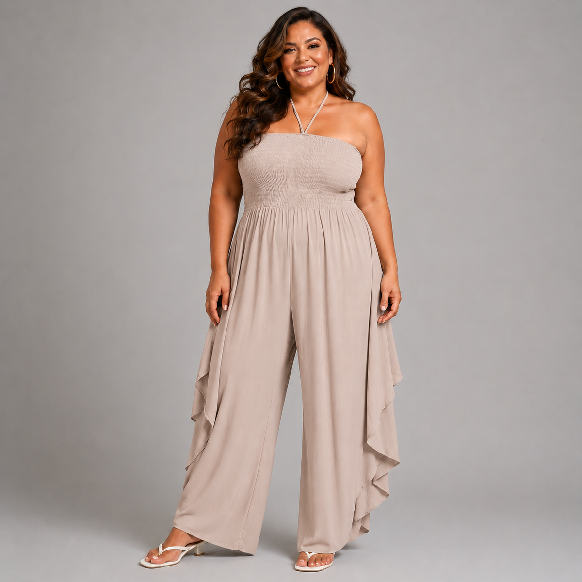 Plain Halterneck Boob Tube Jumpsuit