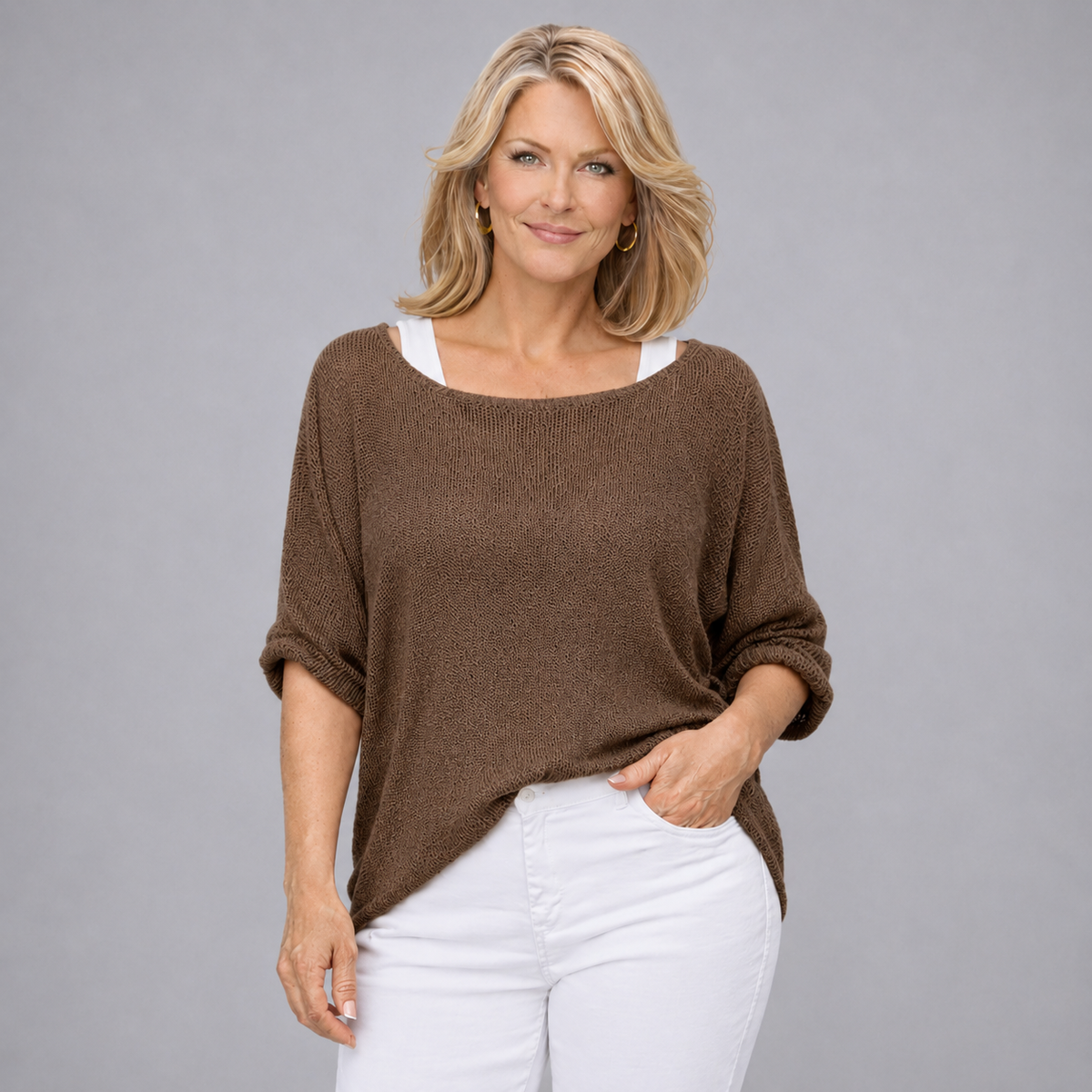 Lightweight 1/2 Sleeve Slash Neck Jumper / Top