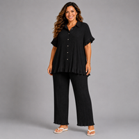 Pleated 2 Piece Outfit Set with Frilled Hem