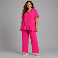 Pleated 2 Piece Outfit Set with Frilled Hem