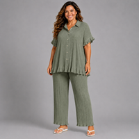 Pleated 2 Piece Outfit Set with Frilled Hem