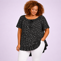 Floral Elastic Neck Short Sleeve Top