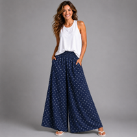 Polka Dot Wide Leg Palazzo Trousers with Pockets