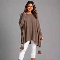 Slash Neck Oversized Jumper with Tassel Detail