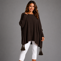 Slash Neck Oversized Jumper with Tassel Detail