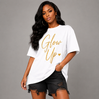 Long T-shirt with Gold Glow Up Print