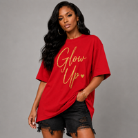 Long T-shirt with Gold Glow Up Print