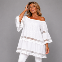Loose Fitting Long Blouse with Bell Sleeves