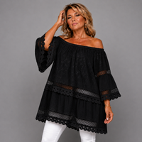 Loose Fitting Long Blouse with Bell Sleeves