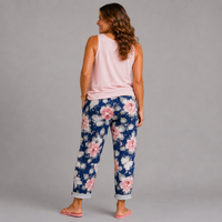Navy Pink Floral Joggers with Pockets