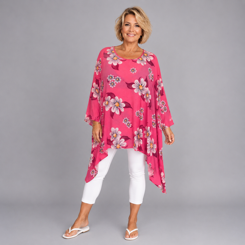 Floral Oversized Kaftan / Blouse with Sequin Cuffs