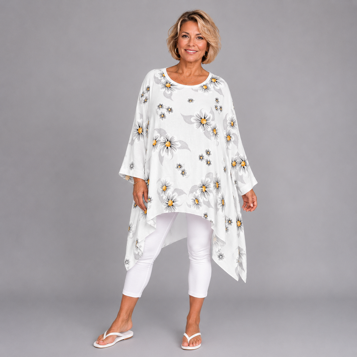 Floral Oversized Kaftan / Blouse with Sequin Cuffs