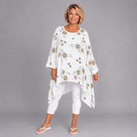 Floral Oversized Kaftan / Blouse with Sequin Cuffs