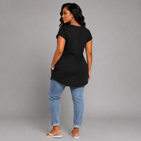 Bat + Bow Long Pocket T-Shirt with Dipped Hem