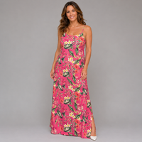 Tropical Print Strappy Maxi Dress