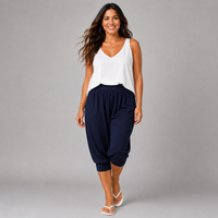 Plain 3/4 Length Capri Harem Pants