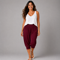 Plain 3/4 Length Capri Harem Pants