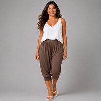 Plain 3/4 Length Capri Harem Pants