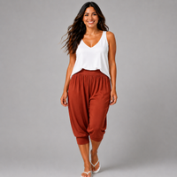 Plain 3/4 Length Capri Harem Pants
