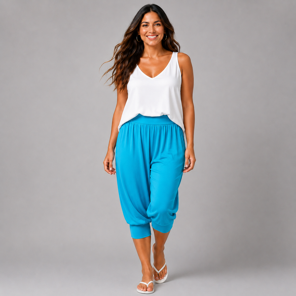 Plain 3/4 Length Capri Harem Pants