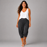 Plain 3/4 Length Capri Harem Pants