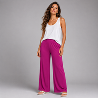 Plain Elasticated Waist Wide Leg Palazzo Trousers