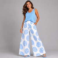 Leaf Print Palazzo Trousers
