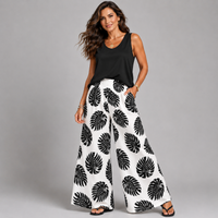 Leaf Print Palazzo Trousers