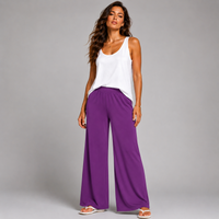 Plain Elasticated Waist Wide Leg Palazzo Trousers