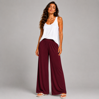 Plain Elasticated Waist Wide Leg Palazzo Trousers