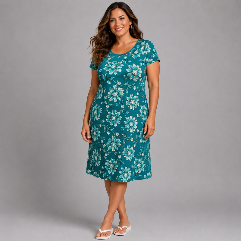 Short Sleeve Floral T‑Shirt Dress