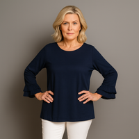 Straight Cut Blouse with Frilled Cuffs