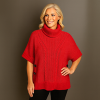 Chunky Knit Polo Neck Poncho / Jumper