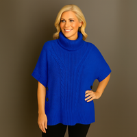Chunky Knit Polo Neck Poncho / Jumper