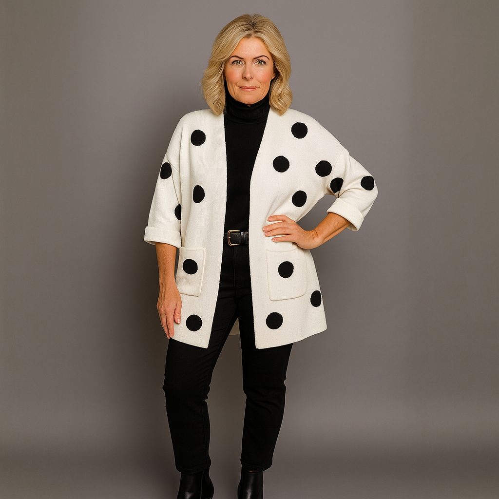 Luxury Open Neck Spot Print Cardigan