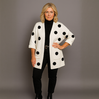 Luxury Open Neck Spot Print Cardigan