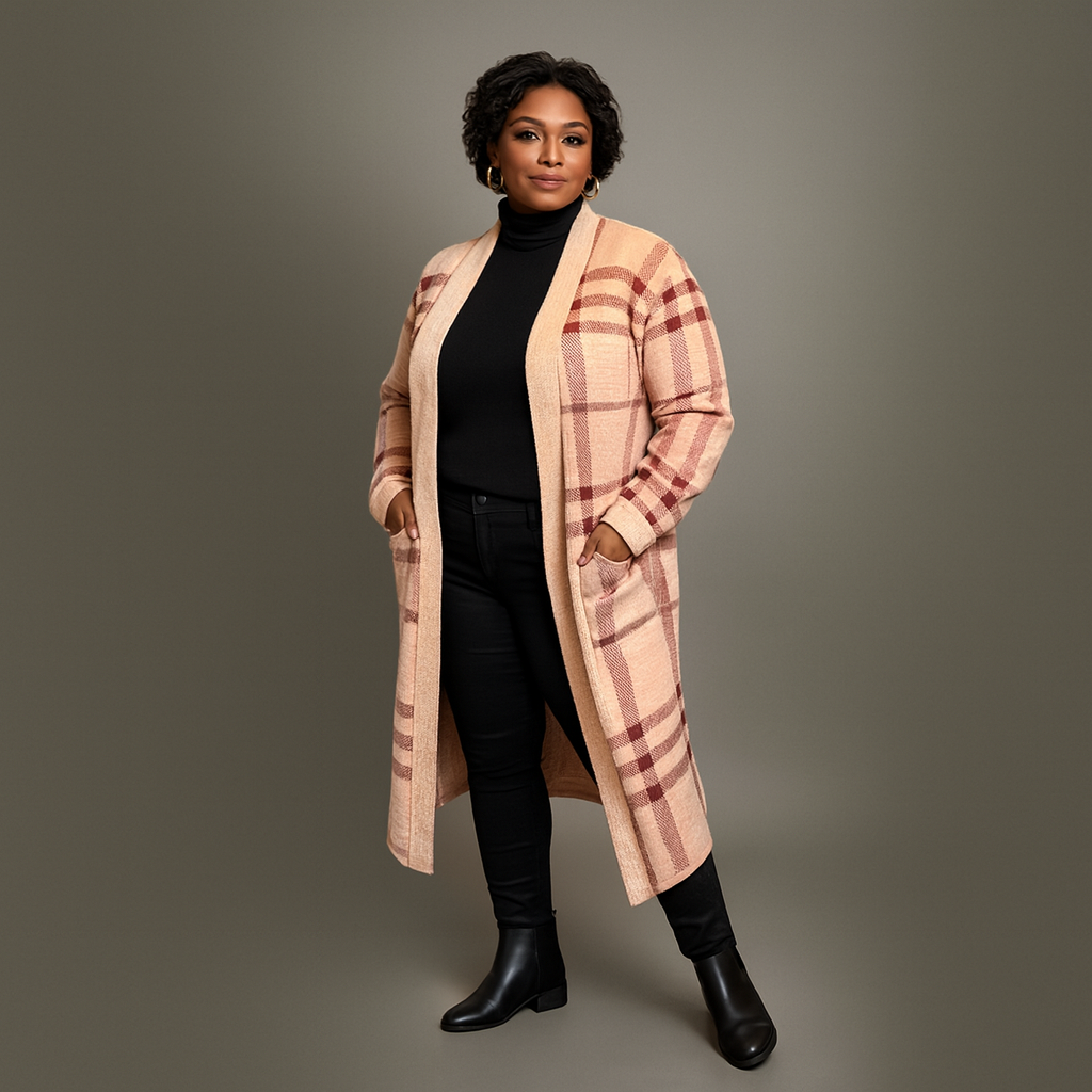 Checked Duster Cardigan
