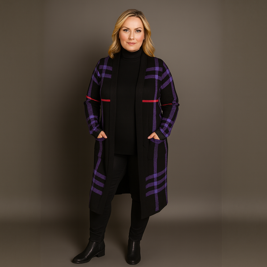 Checked Duster Cardigan