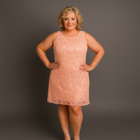 SEQUIN + LACE SLEEVELESS SHIFT PARTY / EVENING DRESS