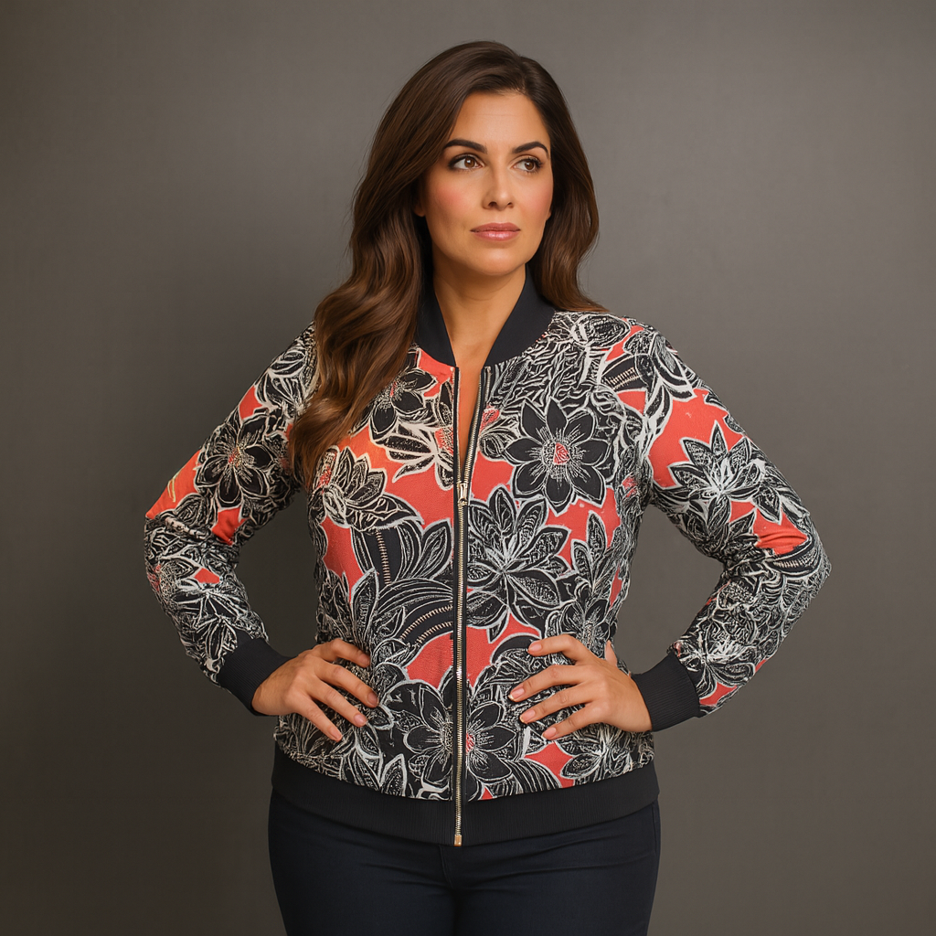 Black Orange Zip-Up Bomber Jacket