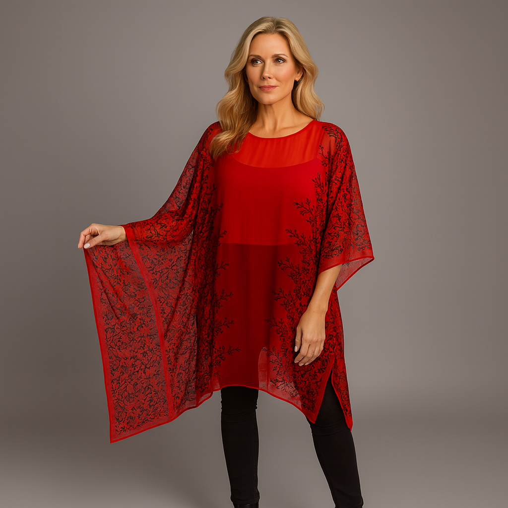 Oversized Embroidered Kaftan Blouse
