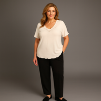 Short Sleeve Studded V-Neck Top